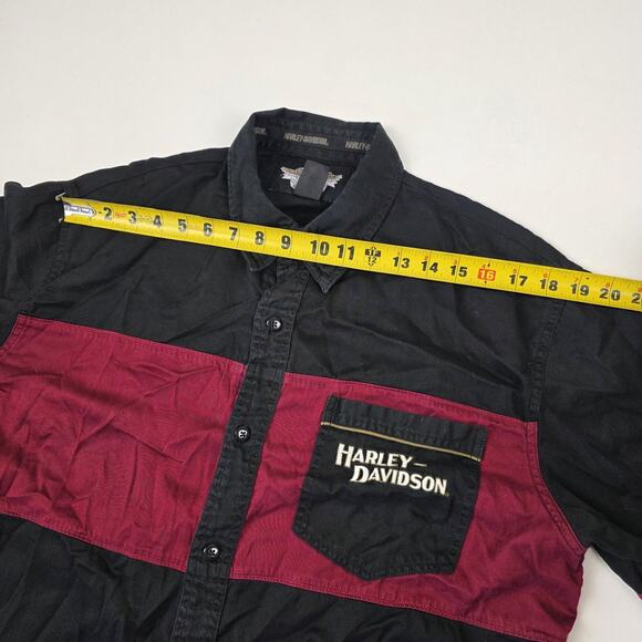 Vintage Harley-Davidson Shirt Mens Large Burgundy Short Sleeve Embroidered 90s - Picture 10 of 11